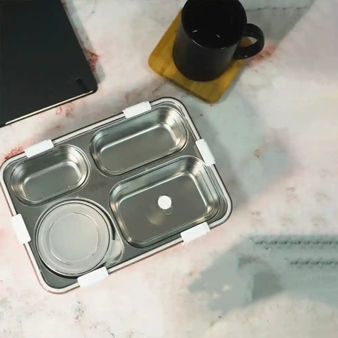 Personalized Steel Bottle with Lunch Box Rakhi Combo for Kids