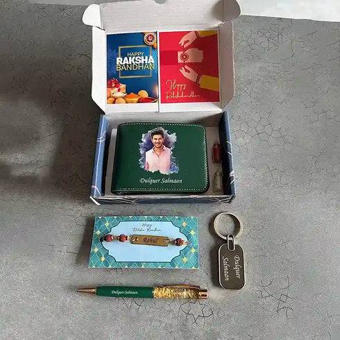 Personalised Photo Wallet Rakhi Combo