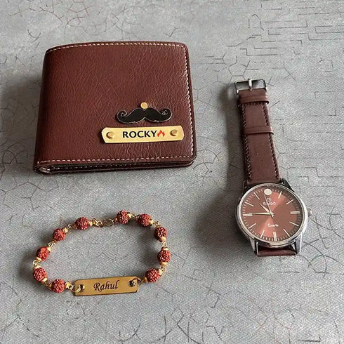 Personalized Wallet Rakhi Combo