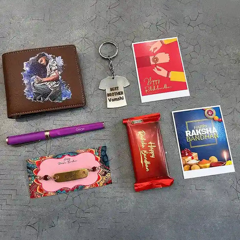Personalized Wallet Rakhi Combo