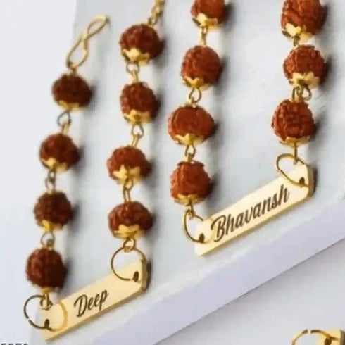 Customize Rudraksh Chain Rakhi Set of 2