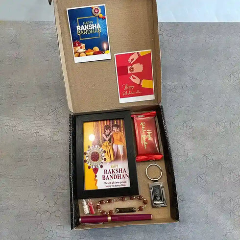 Personalized Photo Frame Rakhi Combo