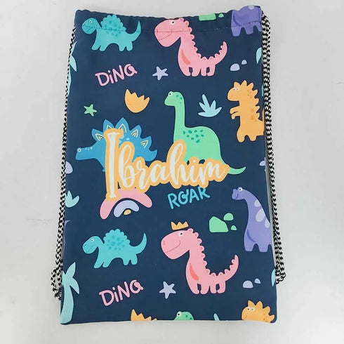 Personalised Animal Printed Drawstring Bag for Kids