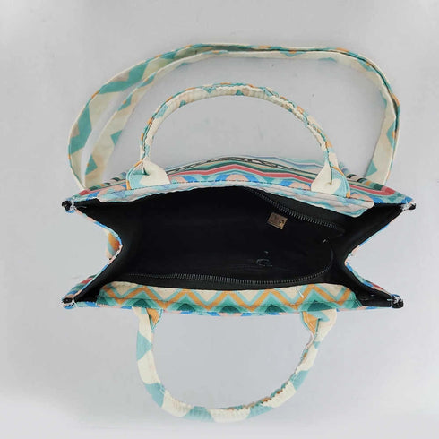 Personalised Geometric Printed Box Bag with Sling