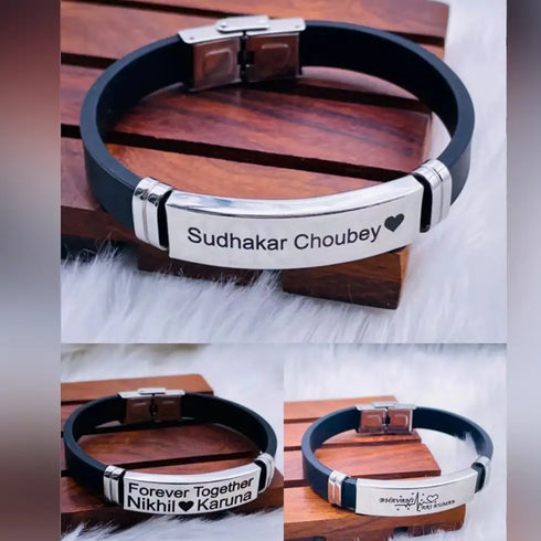 Personalized Letter Engraved Wrist Band Bracelet for Men