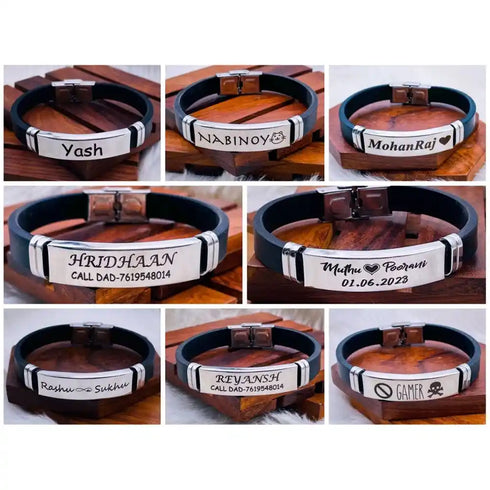 Personalized Letter Engraved Wrist Band Bracelet for Men