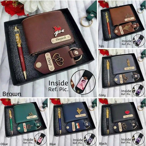 Personalised Men's Wallet Gift Combo With Charm