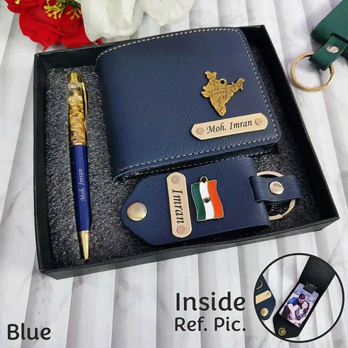 Personalised Men's Wallet Gift Combo With Charm