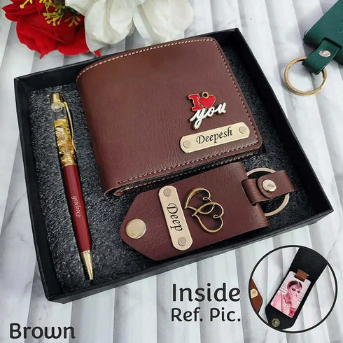 Personalised Men's Wallet Gift Combo With Charm