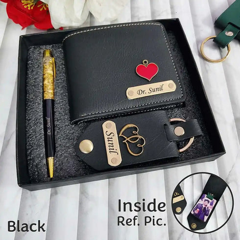 Personalised Men's Wallet Gift Combo With Charm