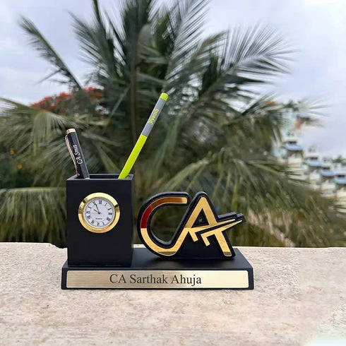 Customized Pen Stand With Clock