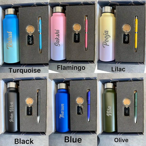 Personalized Stainless Steel Water Bottle Combo