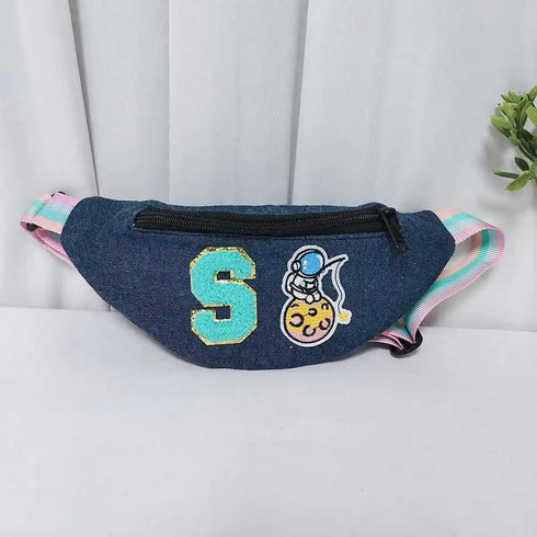 Personalised Printed Lunch Bag with Denim Waist Pouch Combo for Kids