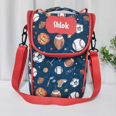 Personalised Printed Lunch Bag with Denim Waist Pouch Combo for Kids
