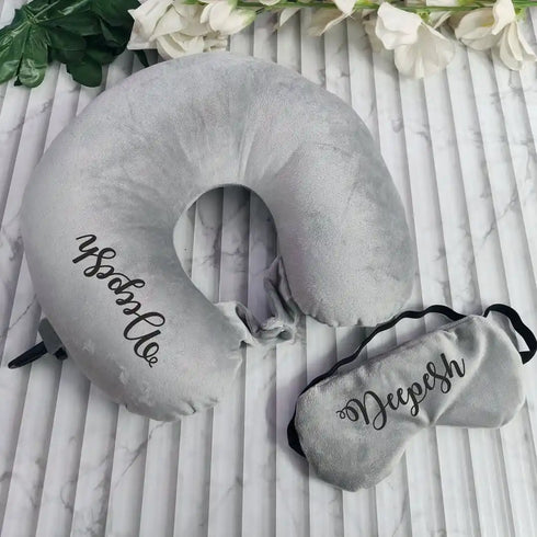 Personalised Neck Pillow & Eye Mask Combo Gift Set