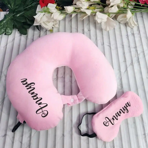 Personalised Neck Pillow & Eye Mask Combo Gift Set