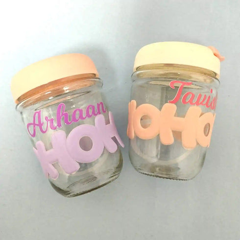 Personalised Hoho Printed Glass Tumbler with Lid and Straw - 450ml