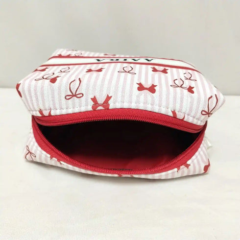 Personalized Bow Printed Box Pouch For Women