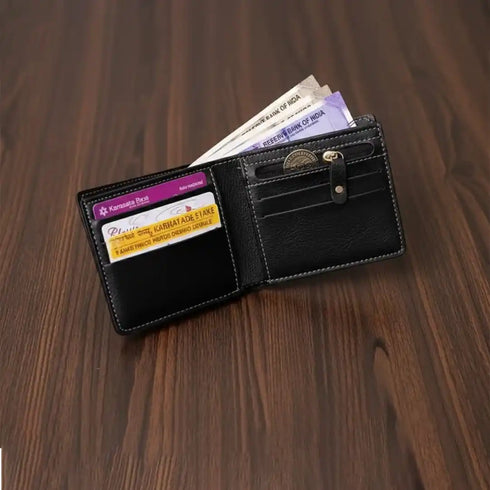 Personalised Men's Leather Wallet With Charm