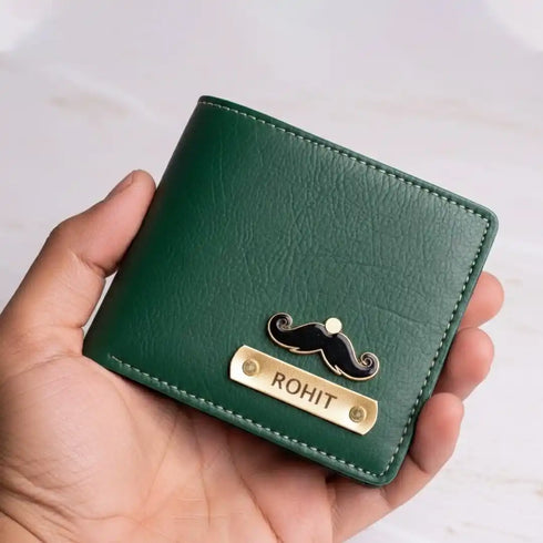 Personalised Men's Leather Wallet With Charm
