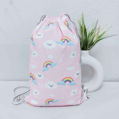 Personalised Rainbows Printed Kids Drawstring Bag