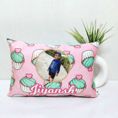 Personalized Cupcake Printed Kids Photo Pillow