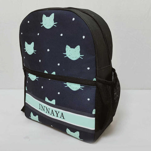 Personalised Cat Printed Kids Bag Pack