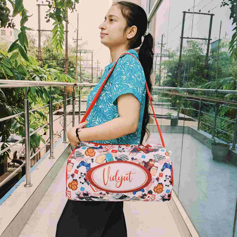 Personalised Panda Printed Kids Sling Duffle Bag