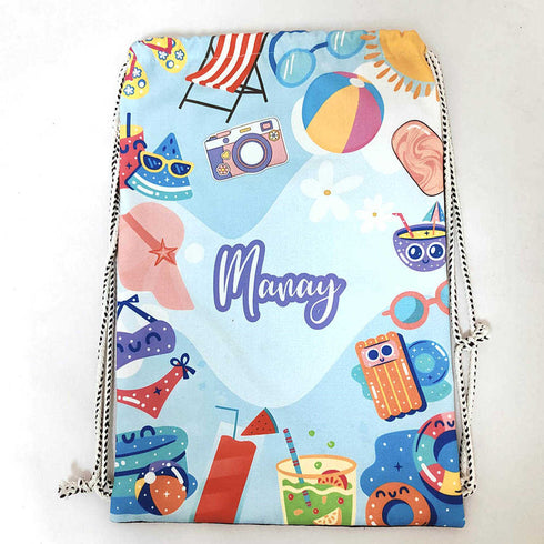 Personalised Ball Printed Kids Drawstring Bag