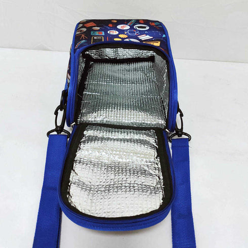 Personalised Blue Printed Kids Lunch Bag