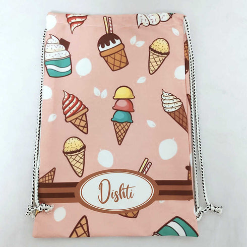 Personalised Ice Cream Printed Kids Drawstring Bag