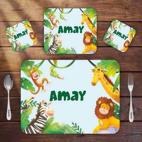 Personalised Cartoon Printed Kids Dinner Mat Set