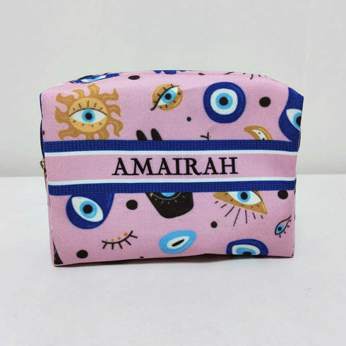 Personalised Evil Eye Printed Neck Pillow & Box Pouch Combo Gift Set