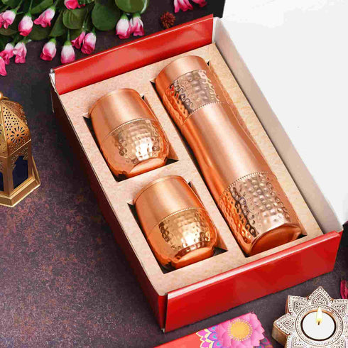 Copper Bottle Diwali Combo Gift Set