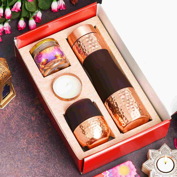Copper Bottle Diwali Combo Gift Set