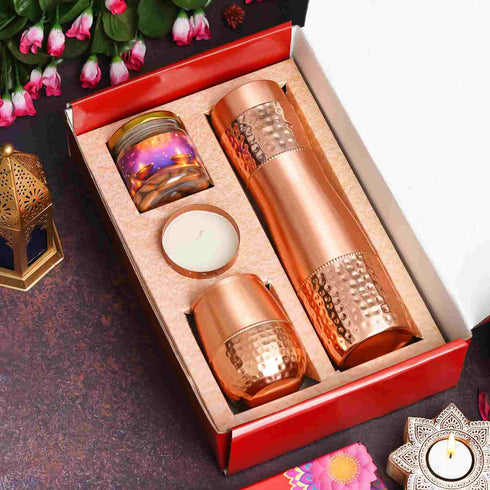 Copper Bottle Diwali Combo Gift Set