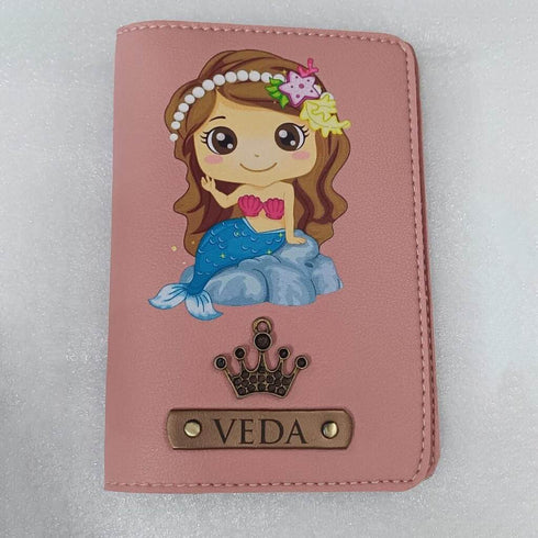 Personalized Little Mermaid Printed Kids Passport Cover with Charms