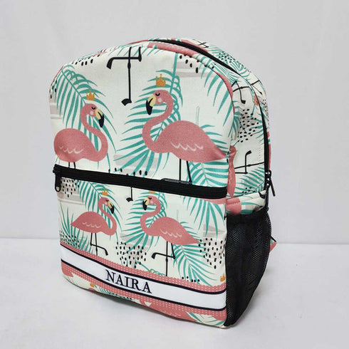 Personalised Flamingos Printed Kids Bag Pack