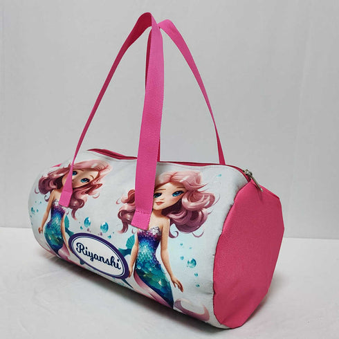 Personalised Mermaid Printed Kids Swimming Duffle Bag