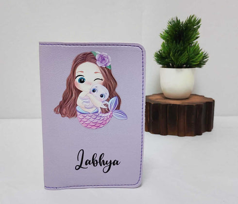 Personalized Mermaid Printed Kids Passport Cover & Box Pouch Combo