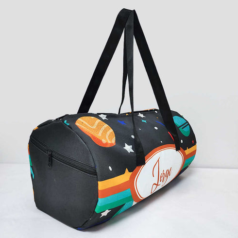 Personalised Space Printed Kids Large Duffle Bag & Box Pouch Combo Gift Set