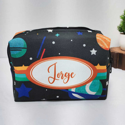 Personalised Space Printed Kids Large Duffle Bag & Box Pouch Combo Gift Set