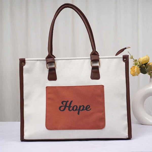 White & Brown PU Leather Customised Box Bag - Uncommongifts.in
