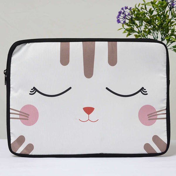 White Cat Face Printed Laptop Sleeve/Cover 14 inch