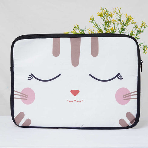 White Cat Printed Laptop Sleeve/Cover 15 inch