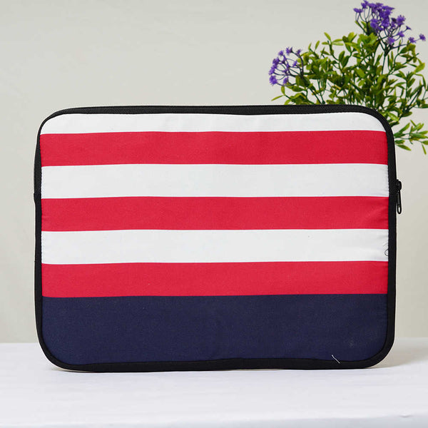 White & Red Strip Printed Laptop Sleeve/Cover 14 inch