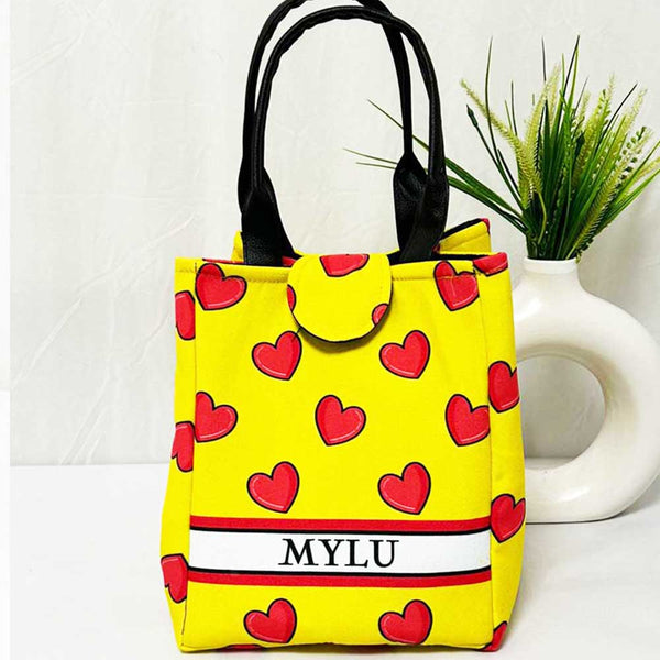 Personalised Yellow Printed Lunch Bag With Handle