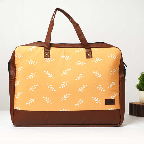 Yellow Printed Canvas & PU Laptop Bag Fit 15.6 Inch Laptop