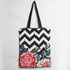 Zig Zag Floral Printed Tote Bag