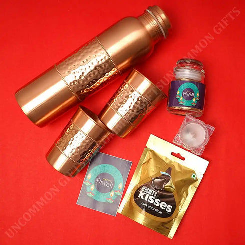 Copper Bottle Diwali Combo Gift Set
